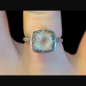 EMA Jewelry Inc 10k Solid Gold Aprox 2 Carat Prasiolite Diamond Chip Ring Size 7